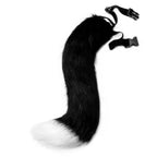 Complete Black and White Fox Maid Cosplay Set with Plush Paws, Tail, and Ear Headband