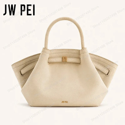 Minimalist Split Leather Hobo Tote Bag with Top Handle Everyday Work Design