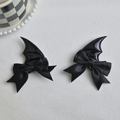 Devil Horn Bow Hair Clip Set Gothic Alternative Statement Accessories