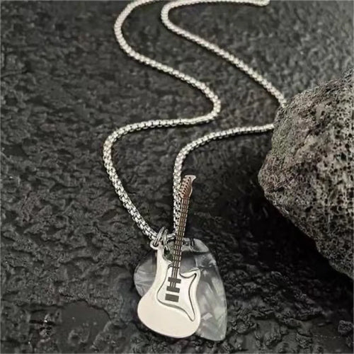 Alternative Guitar Pick Pendant Necklace With Minimalist Rock Inspired Statement Design