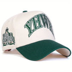 Embroidered Two-Tone Adjustable Baseball Cap with Curved Brim for Modern Streetwear Fashion