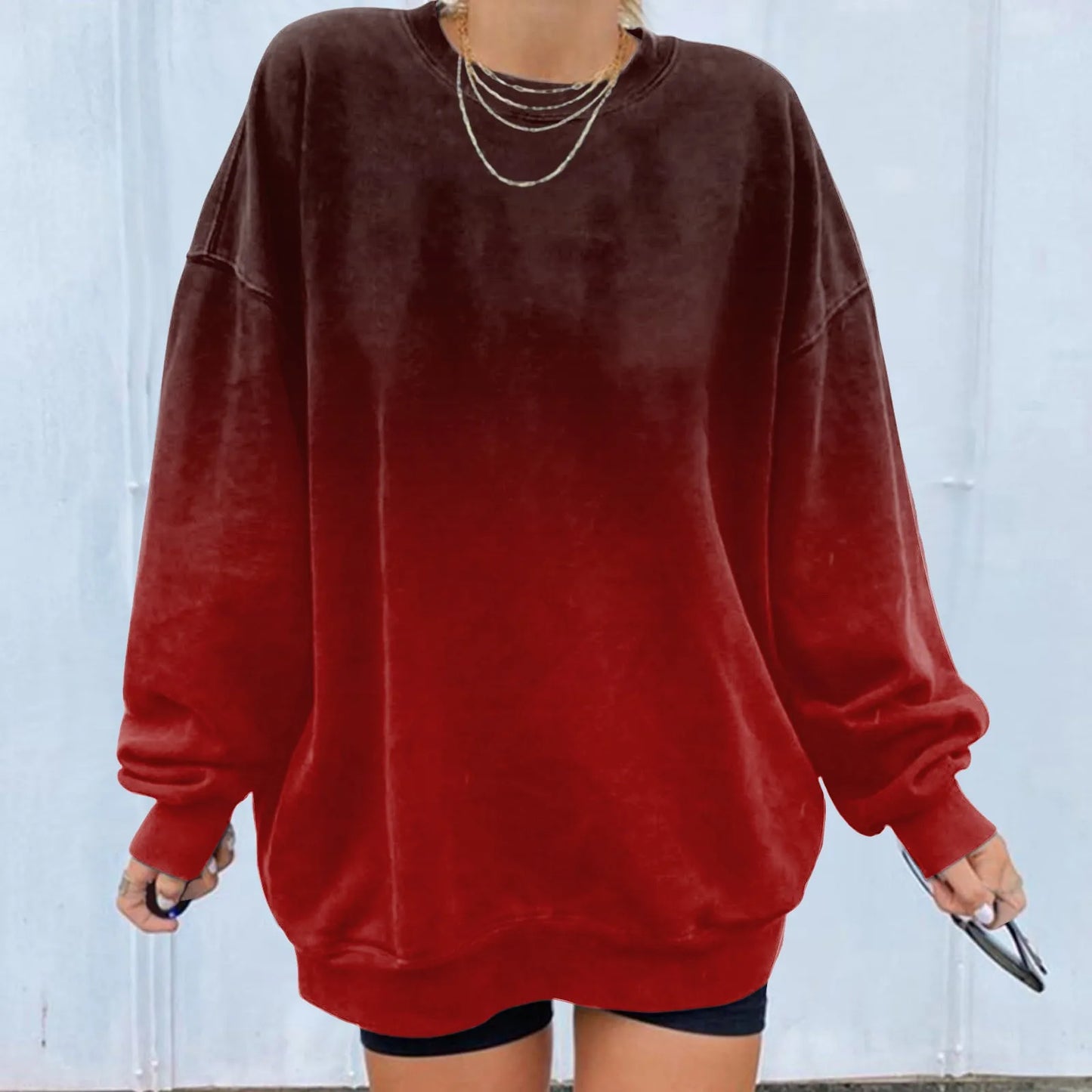 Women's Gradient Oversized Hooded Sweatshirt for Relaxed Contemporary Casual Streetwear Fashion