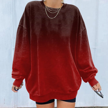 Women's Gradient Oversized Hooded Sweatshirt for Relaxed Contemporary Casual Streetwear Fashion