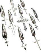 Gothic Cross Hair Clip Set Punk Streetwear Statement Accessories Collection