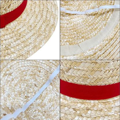 Kids Woven Straw Flat Brim Sun Hat for Summer Outdoor Casual Everyday Adventures