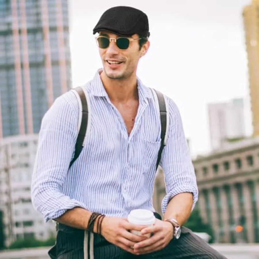 Breathable Mesh Ivy Flat Cap Adjustable Cotton Casual Vintage Driving Streetwear Hat