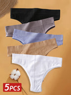 Seven-Piece Cotton Ribbed Low-Rise Bikini Panty Set
