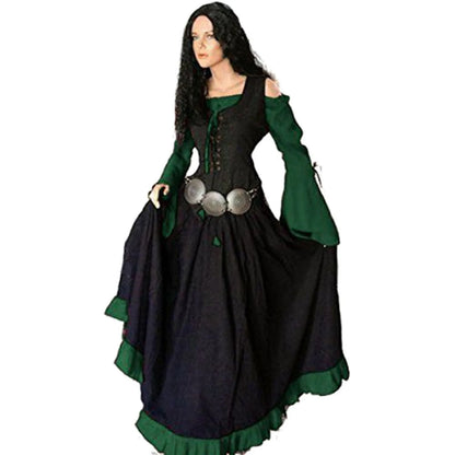 Medieval Gothic Layered Dress with Dramatic Sleeve Details