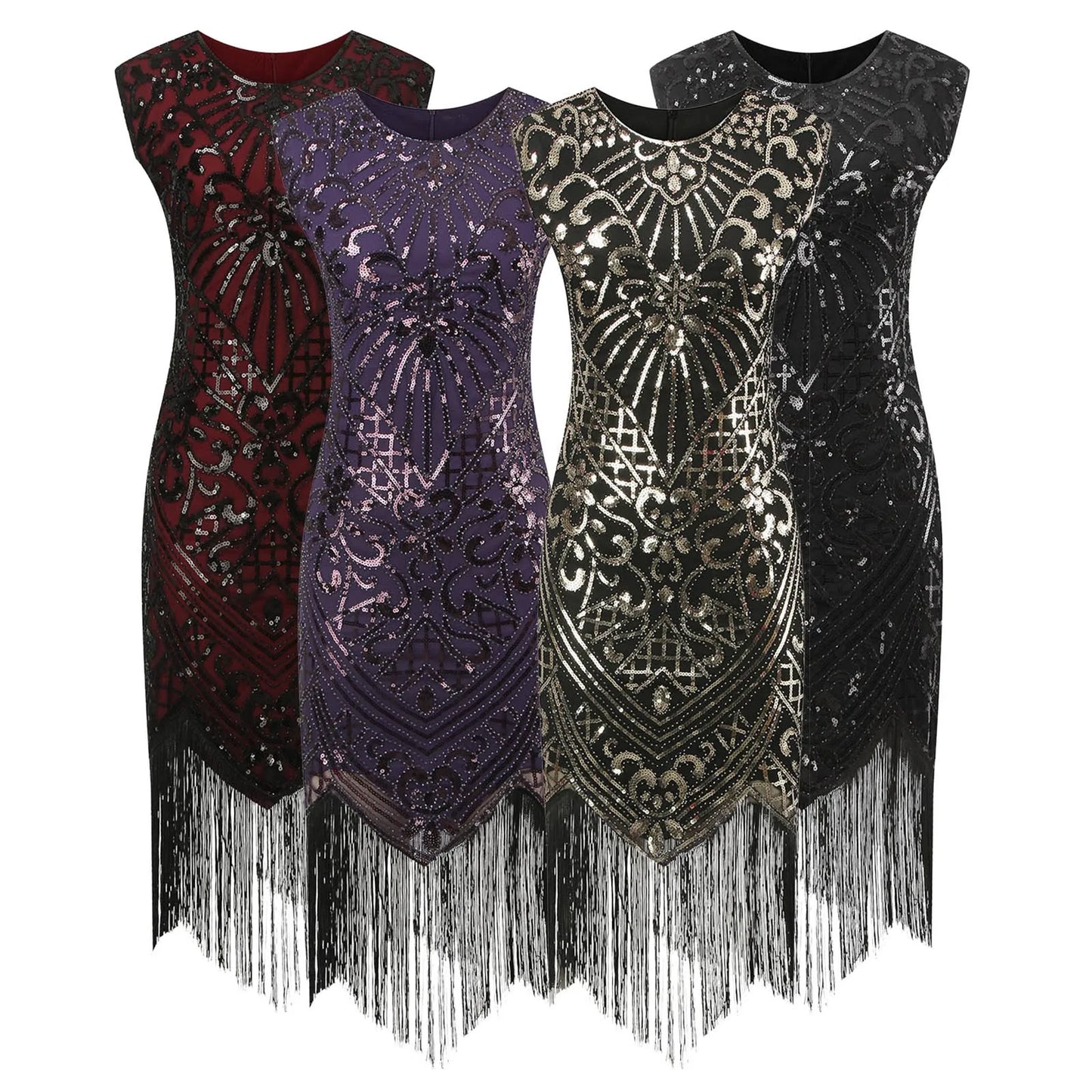 Vintage Inspired Sequin Fringe Alternative Fashion Cocktail Dress