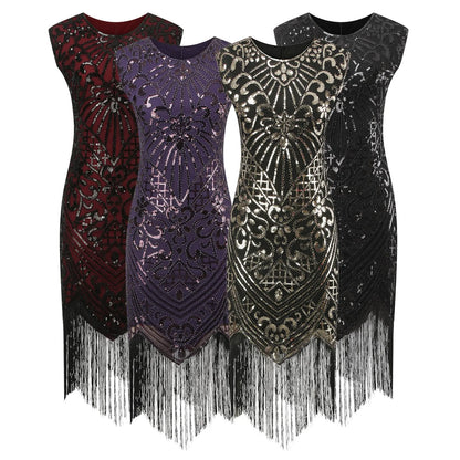 Vintage Inspired Sequin Fringe Alternative Fashion Cocktail Dress