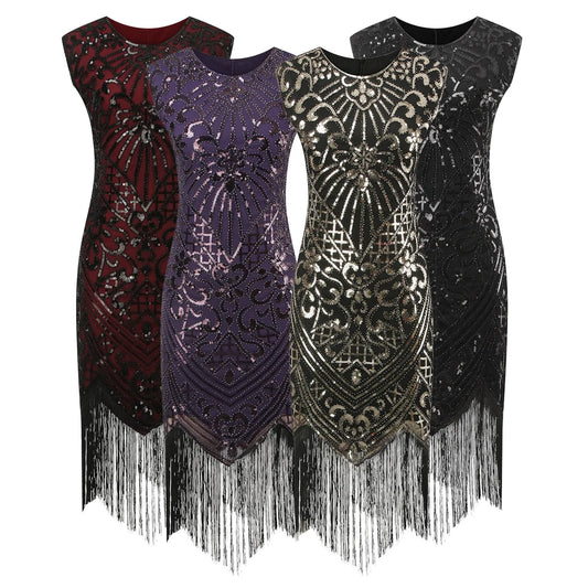 Vintage Inspired Sequin Fringe Alternative Fashion Cocktail Dress