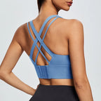 Mauve Criss-Cross Back Sports Bra with Keyhole Detail and Adjustable Band
