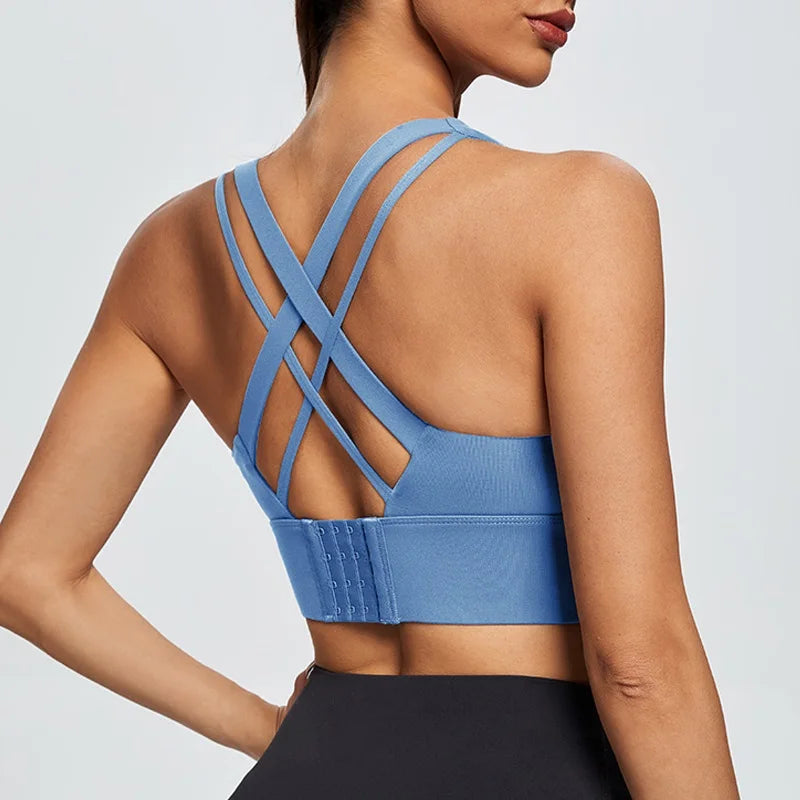 Mauve Criss-Cross Back Sports Bra with Keyhole Detail and Adjustable Band