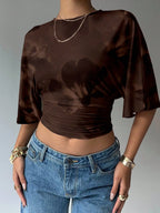 Batwing Sleeve Crop Tee with Relaxed Fit and Minimalist Casual Style