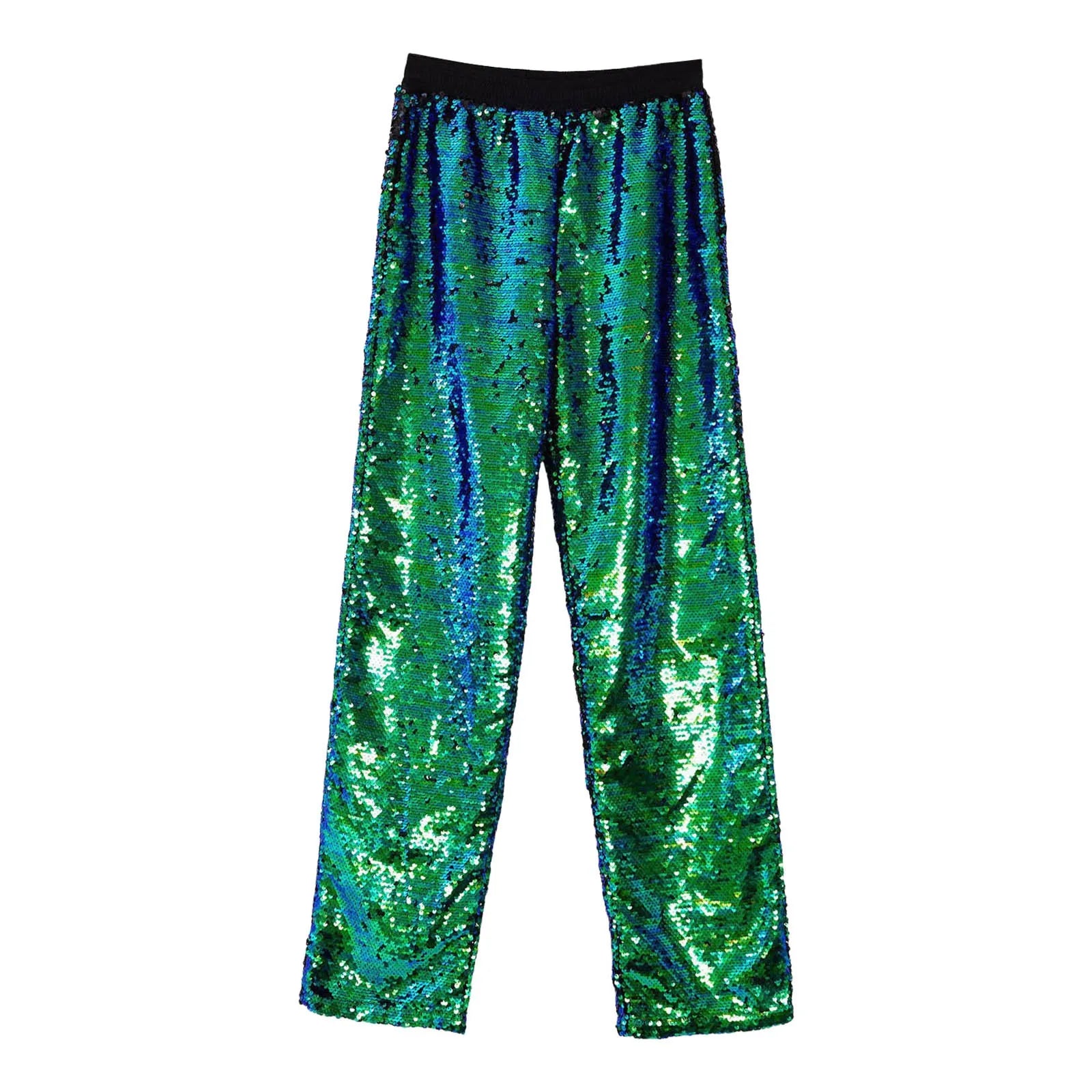 Men's Wide Leg Sequin Trousers with Relaxed Fit and Statement Streetwear Style
