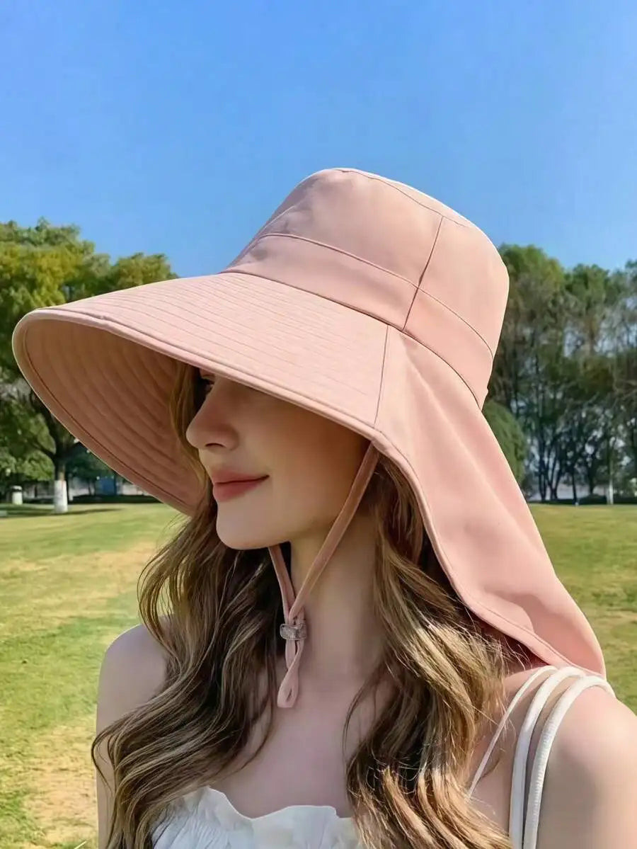 Wide Brim Outdoor Sun Hat with Adjustable Chin Strap for Beach Travel and Everyday Adventures
