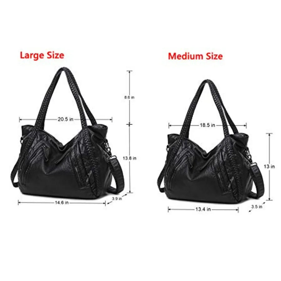Oversized Slouchy Hobo Shoulder Bag with Soft Leather Look Finish