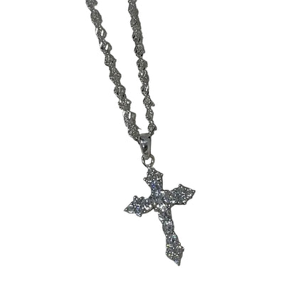 Crystal Cross Pendant Necklace for Gothic Dark Feminine and Y2K Styling