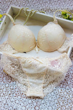 Rich Royal Blue Floral Lace Push-Up Bra and Scalloped Panty Set