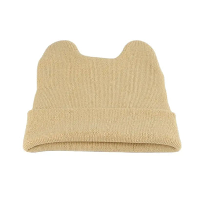 Cute Cat Ear Acrylic Knit Beanie for Playful Streetwear Casual Winter Everyday Fashion Style