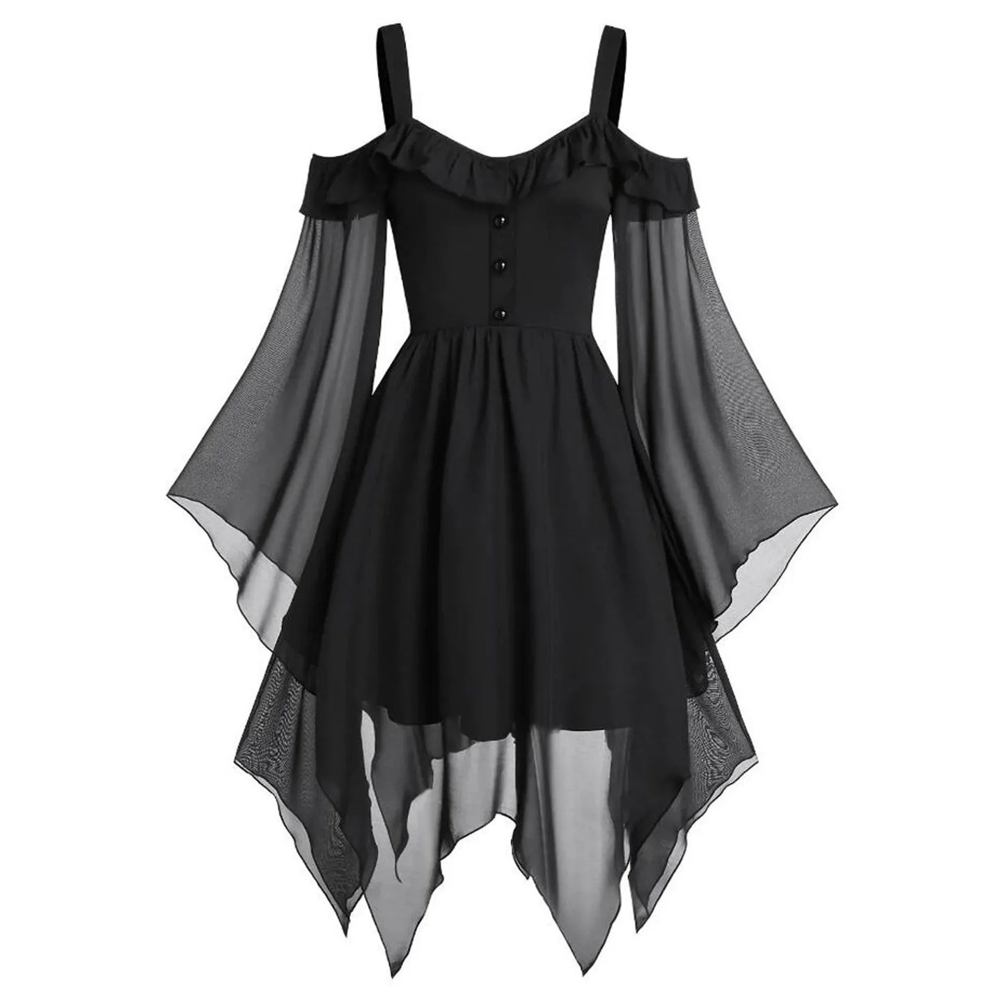 Flowing Asymmetrical Gothic Tunic Dress With Alternative Streetwear Fashion Influence
