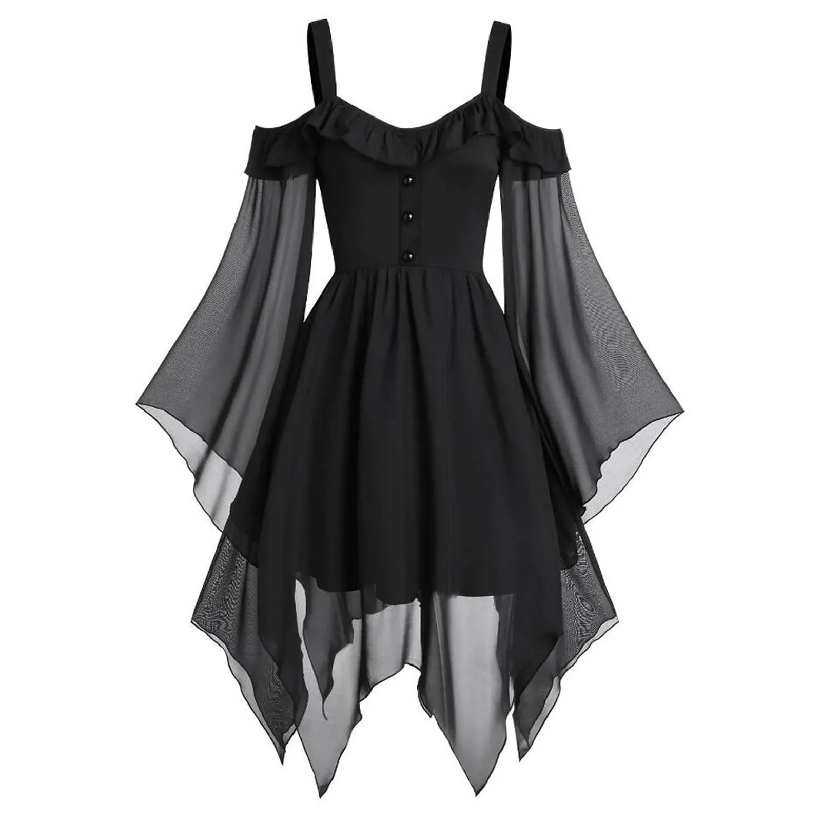 Flowing Asymmetrical Gothic Tunic Dress With Alternative Streetwear Fashion Influence