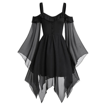 Flowing Asymmetrical Gothic Tunic Dress With Alternative Streetwear Fashion Influence