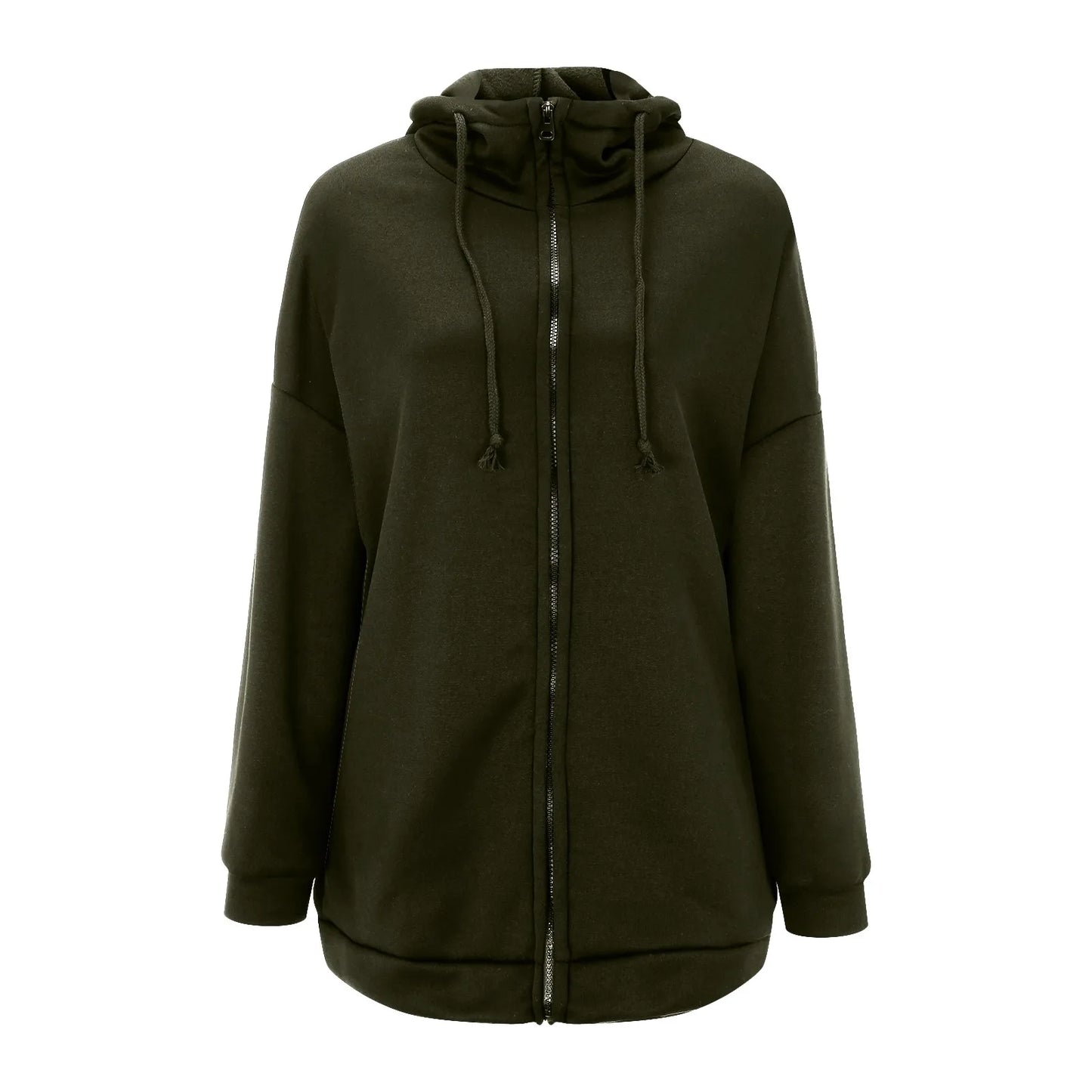 Women's Mid-Length Oversized Hooded Sweatshirt Relaxed Streetwear Pullover with Front Pocket