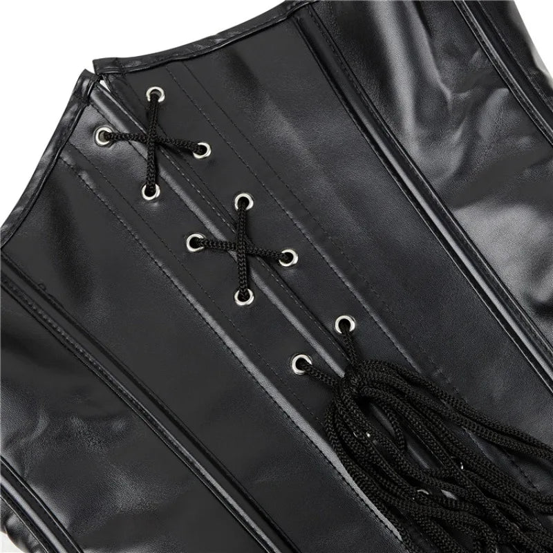 Olive Green Steampunk Underbust Corset with Metallic Hardware and Ribbon Tie Accents