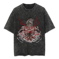 Anime Goth Demonic Graphic Oversized Washed Cotton Streetwear T-Shirt