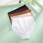 6-Piece Women’s Mid-Rise Seamless Briefs Set with Delicate Lace Trim and Assorted Solid Colors