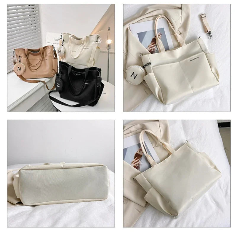 Structured Canvas Tote Messenger Bag with Large Capacity Everyday Design