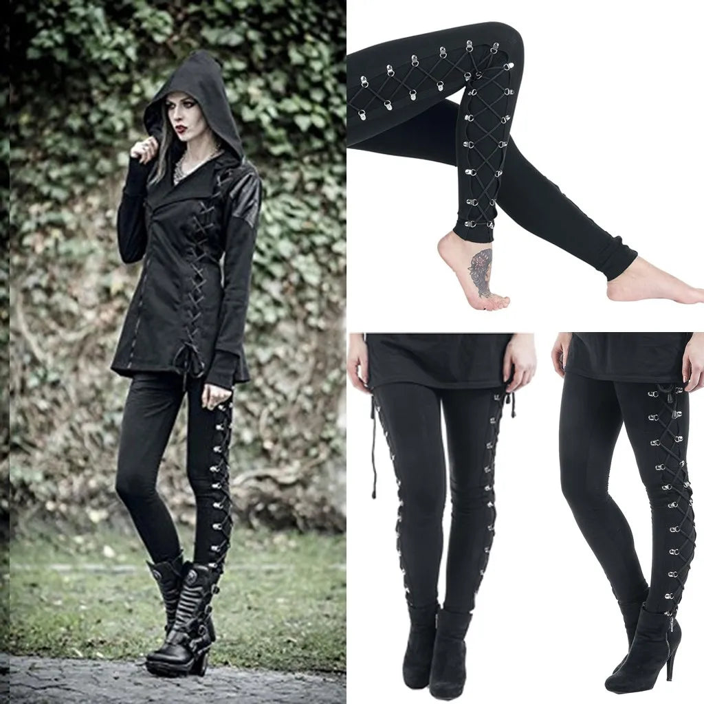High Waist Lace Up Leggings Gothic Inspired Alternative Fashion Bottoms
