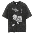 Anime Manga-Inspired Vintage Washed Streetwear Graphic Oversized Cotton Tee Shirt