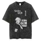 Anime Manga-Inspired Vintage Washed Streetwear Graphic Oversized Cotton Tee Shirt