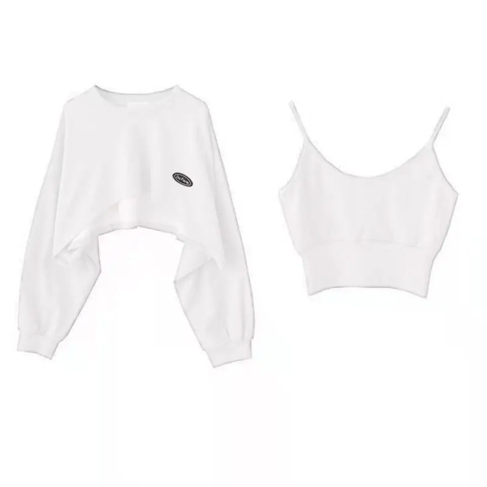 Women's Cropped Batwing Sleeve Sweatshirt with Relaxed Fit for Modern Streetwear Style