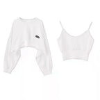 Women's Cropped Batwing Sleeve Sweatshirt with Relaxed Fit for Modern Streetwear Style