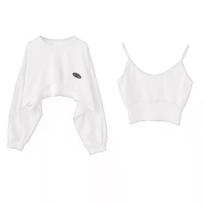 Women's Cropped Batwing Sleeve Sweatshirt with Relaxed Fit for Modern Streetwear Style