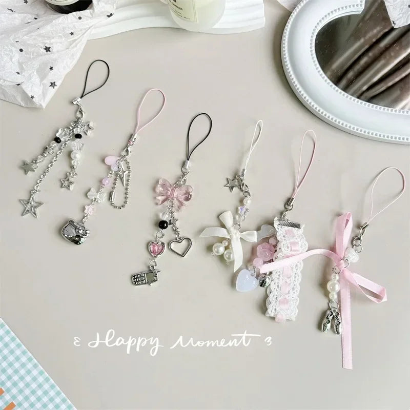 Y2K Charm Keychain with Bow Heart and Star Alternative Accessories