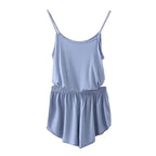 Women's Two-Piece Summer Pajama Set with Sleeveless Camisole Top and Matching Shorts, Solid-Color Lightweight Sleepwear Loungewear
