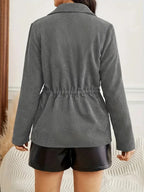 Relaxed Utility Style Button Front Jacket with Oversized Casual Silhouette