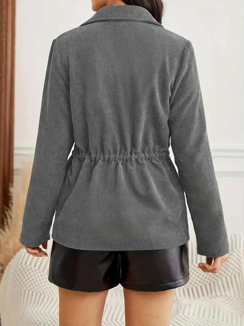 Relaxed Utility Style Button Front Jacket with Oversized Casual Silhouette