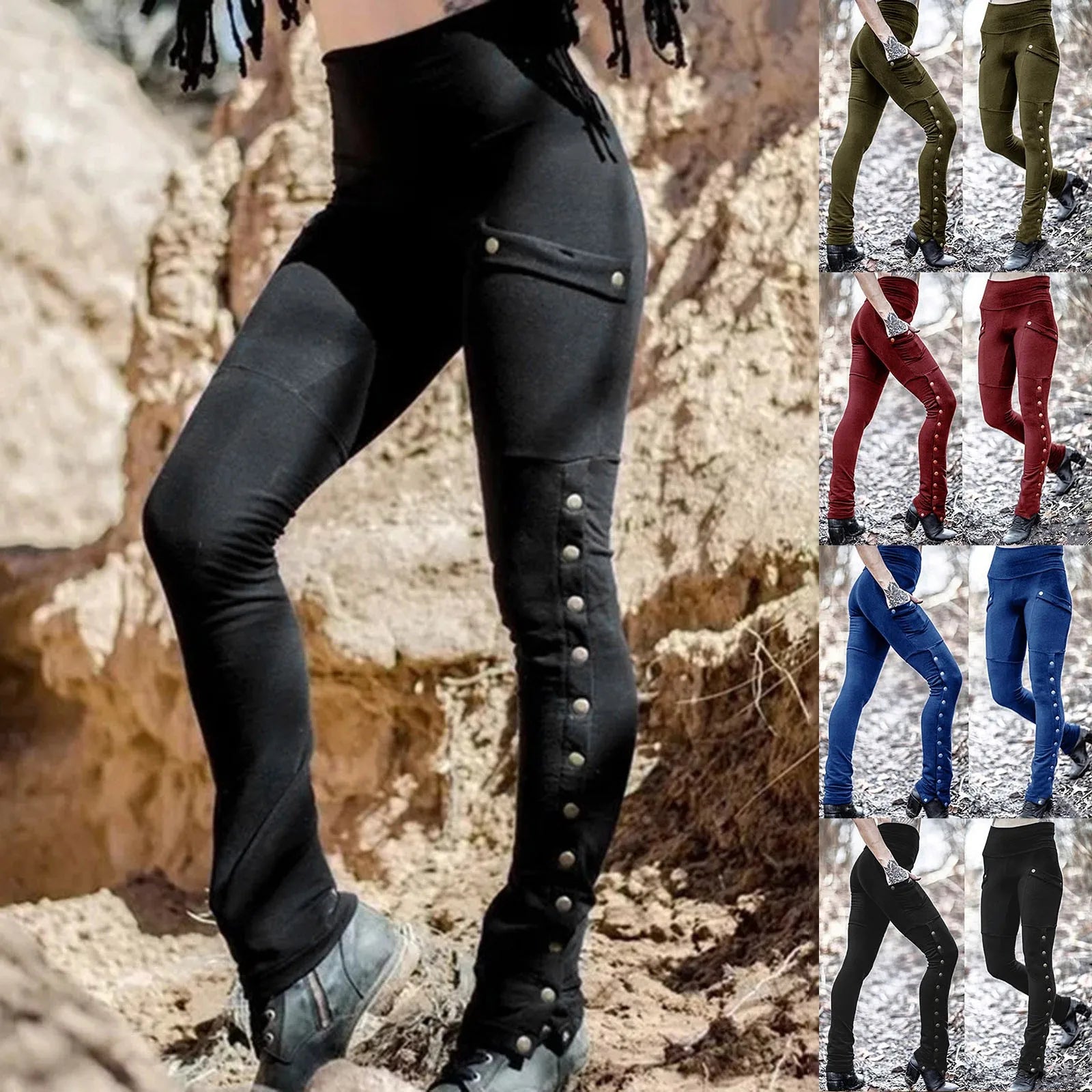 Stud Detail Skinny Pants High Waist Gothic Inspired Alternative Bottoms