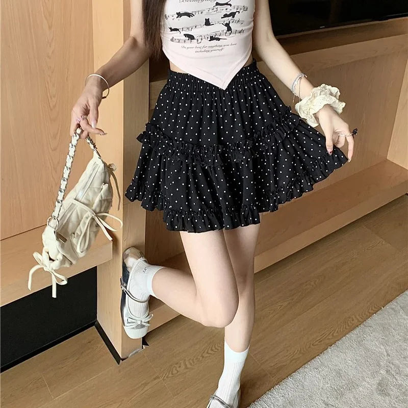 Tiered Ruffle Mini Skirt with Elastic Waist Balletcore Streetwear Silhouette