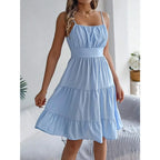 Ruched Strapless Tiered Mini Dress with Flowy Contemporary Summer Styling