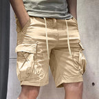 Men's Cotton Cargo Shorts with Utility Pockets and Relaxed Casual Streetwear Style