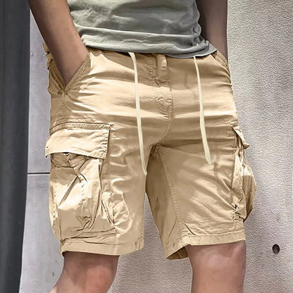 Men's Cotton Cargo Shorts with Utility Pockets and Relaxed Casual Streetwear Style