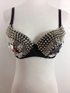Glamorous Rhinestone-Studded Plunge Bra with Crystal Embellishments