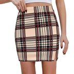 Plaid Pencil Mini Skirt with Tailored High Rise Contemporary Fit
