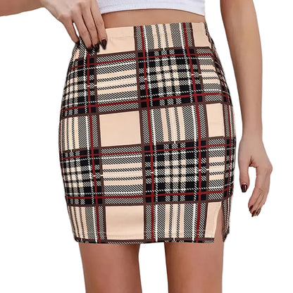Plaid Pencil Mini Skirt with Tailored High Rise Contemporary Fit
